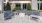 seating and fireplace outside a building